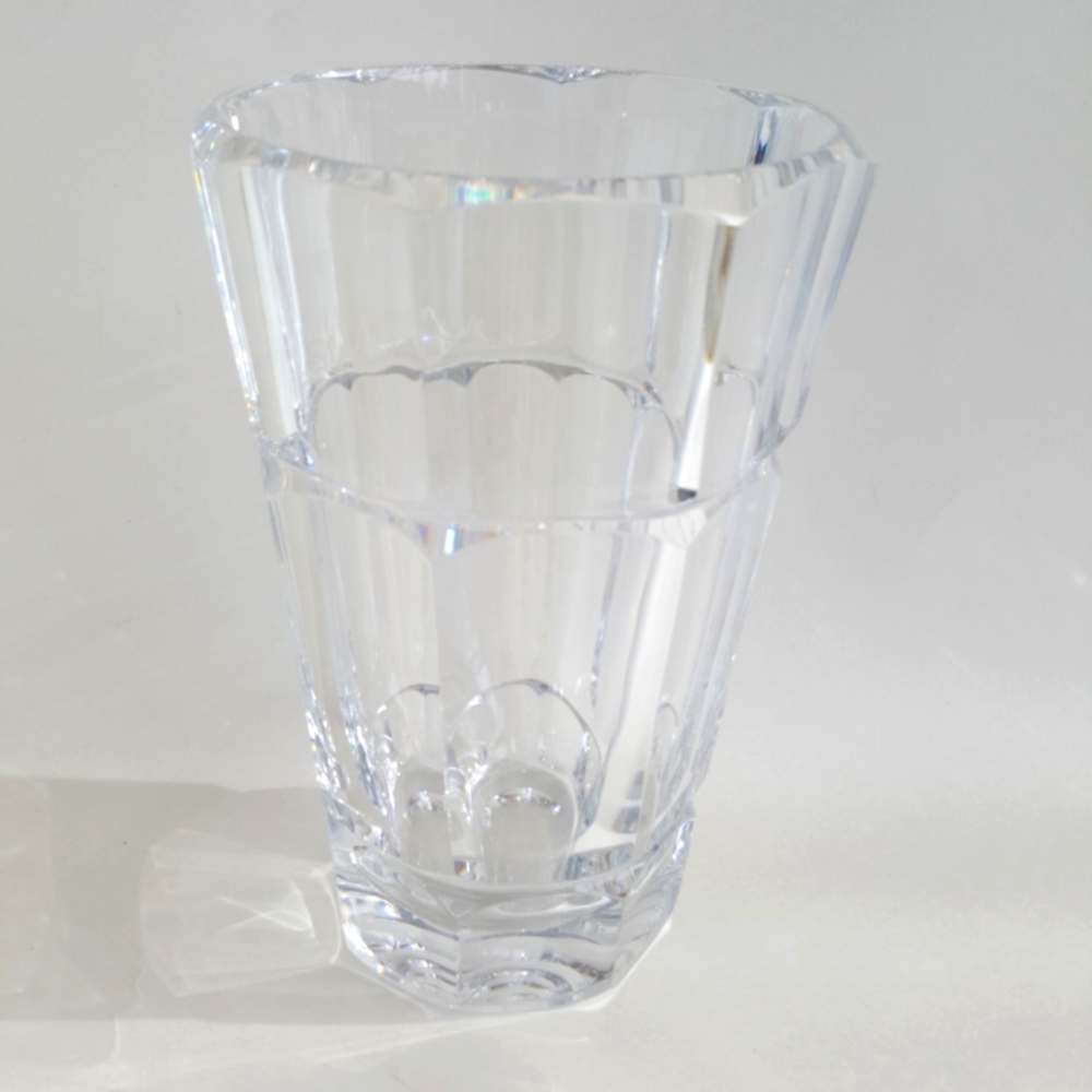 Crystal Large Heavy 8 Sided Vase Modern Art Deco